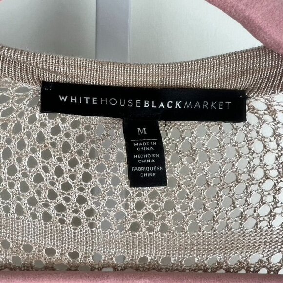 WHBM Open Front Metallic Knit Long Duster Cardigan Sweater M Long Sleeve - Picture 3 of 12